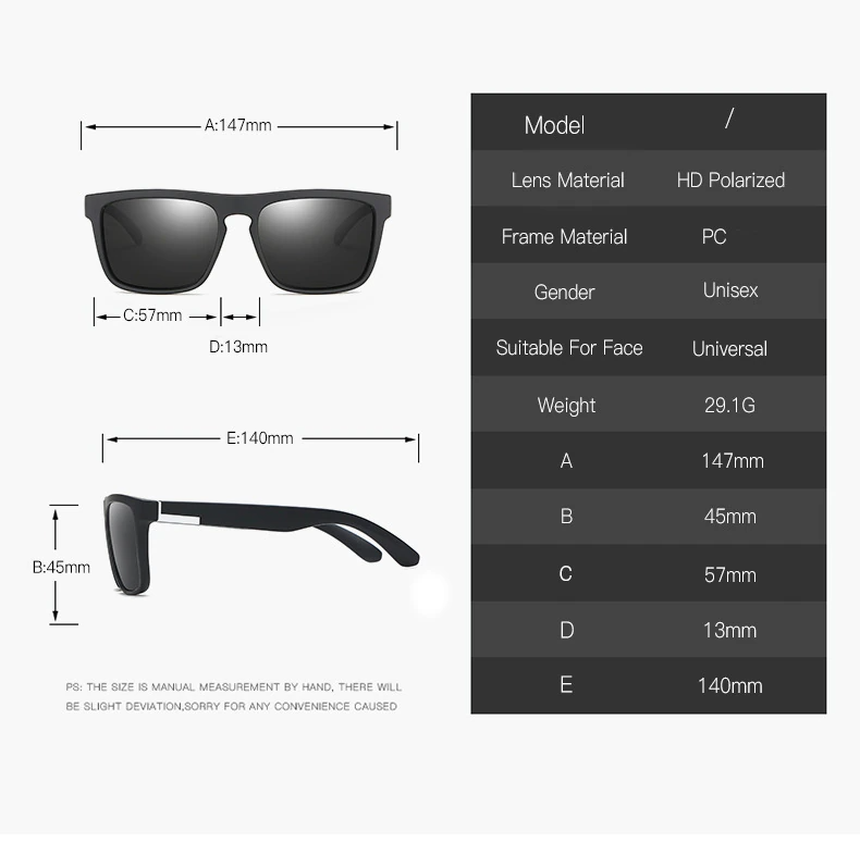 Lunettes de Soleil Polarisées Carrées - Sport & Golf Homme Femme