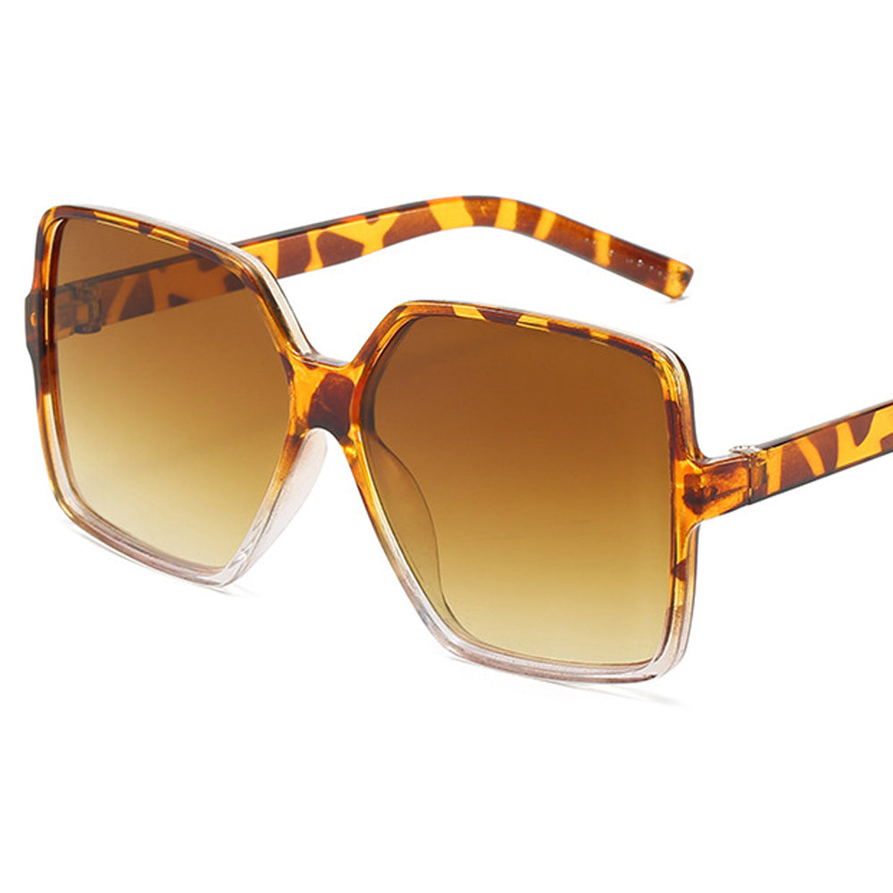 Lunettes de Soleil Noires Carr\u00e9es Miroir Femme - Oversize