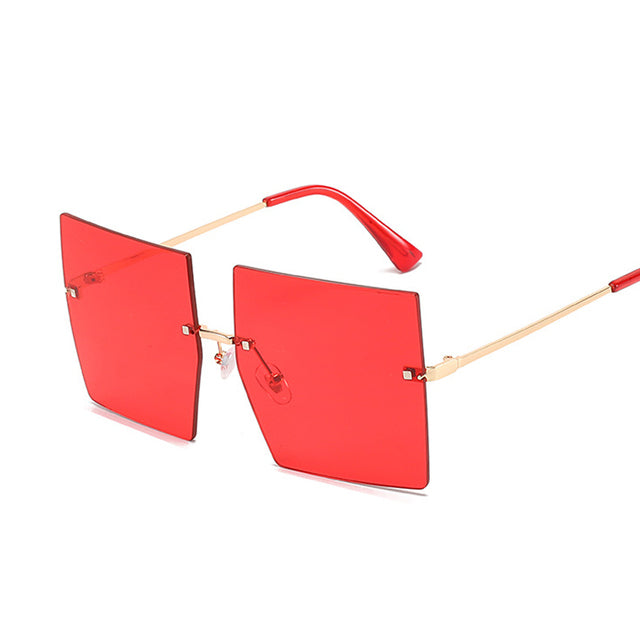 Lunettes de Soleil Vintage Sans Monture Carr\u00e9es - Oversize