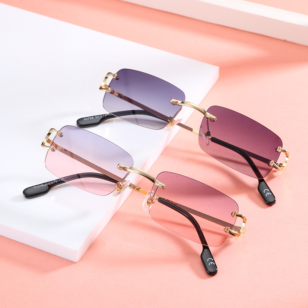 Lunettes de Soleil Carr\u00e9es Sans Monture Femme